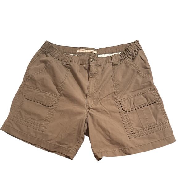Savane Mens Front Cargo Shorts Sz 40x7"Inseam Brown Outdoor Elastic Waist Khaki - Picture 1 of 5